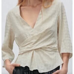 ZARA Cotton and Linen Wrap top size S